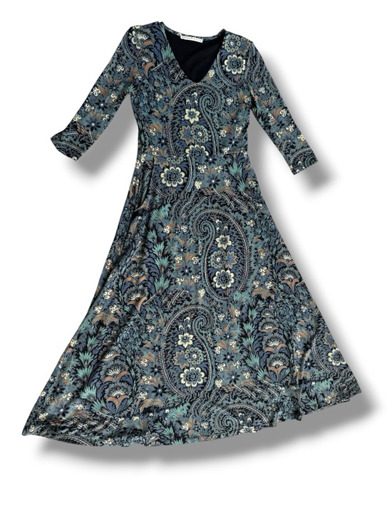 Peruvian Connection Dresses & Skirts - Peruvian Connection Blue Floral Pima Cotton Pullover Maxi Dress Size XS